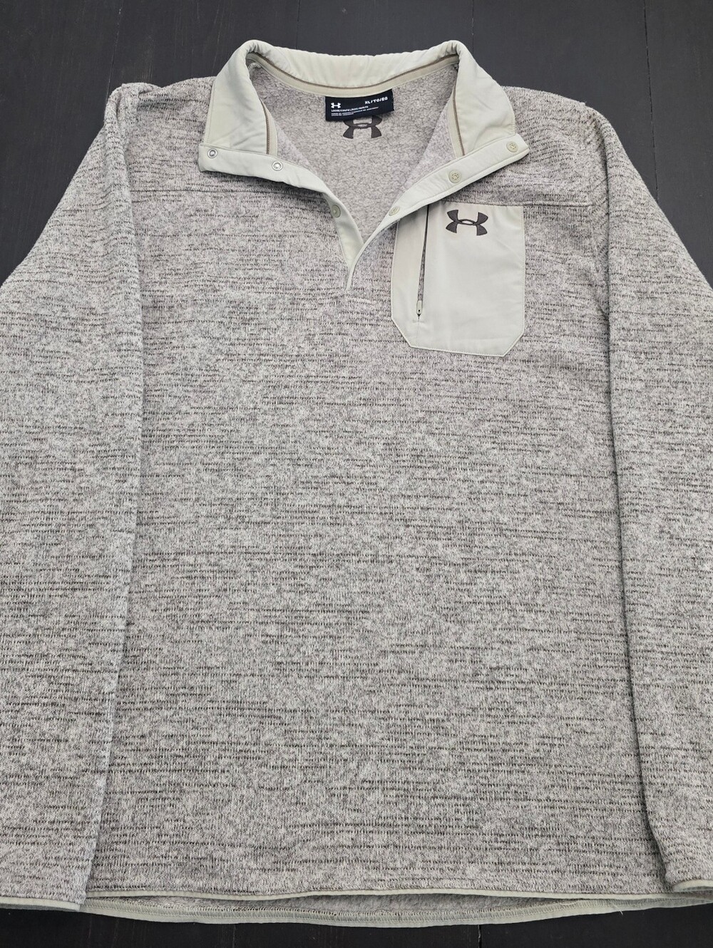 Under Armour Specialist Henley 2.0 Mens Size XL Tan Gray 1/4 Snap Pullover